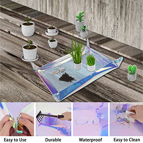 Azureblue Repotting Mat for Indoor Plants Iridescent Plant Potting Mat Waterproof Potting Repotting Tray Gardening Mat Indoor Plant Accessories 25.6 x 17.3