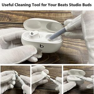 Olytop Beats Studio Buds/Buds + Case with Cleaner kit 2021/2023, Soft Silicone Case for New Beat Studio Buds Plus Cover Protective Skin with Keychain, Cleaning Pen for Beat Studio Earbuds, Black