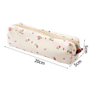 MOZXIRZ 2 Pcs Cute Pencil Case/ Pouch, Pencil Bag/Case Holder Floral Pen Holder Cosmetic Makeup Bag for Women (2Pcs Soft Flower)
