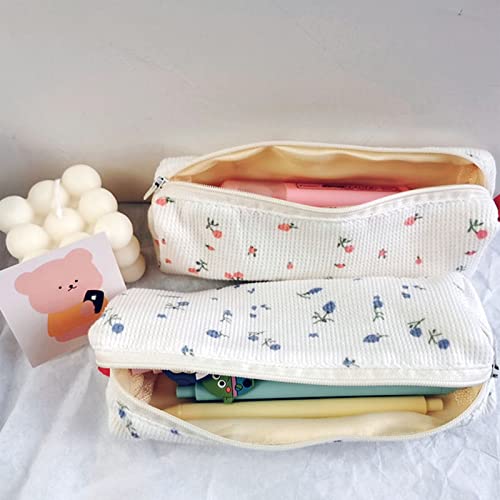 MOZXIRZ 2 Pcs Cute Pencil Case/ Pouch, Pencil Bag/Case Holder Floral Pen Holder Cosmetic Makeup Bag for Women (2Pcs Soft Flower)