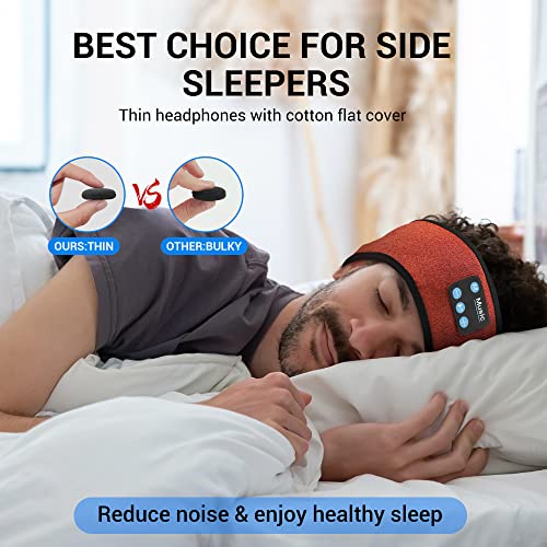 Headband Headphones, Bluetooth 5.3 Sports Headband Wireless Sleep Headphones with Ultra-Thin HD Stereo Speakers Perfect for Sleeping/Workout/Jogging/Yoga/Insomnia/Air Travel/Meditation (Orange)