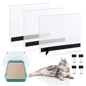 3pcs cat litter box pee shields, cat litter box pee splash guard frosted easy clean cat litter pan pee for open top litter pan (litter box not included)