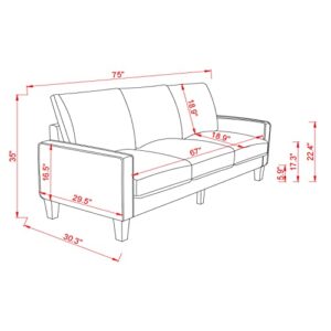 LUMISOL 75" Modern Upholstered 3-Seater Sofa with Track Arm, Linen Upholstered Sofa Couch with Solid Wood Legs for Living Room, Apartment (Beige)