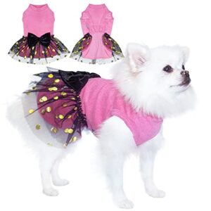 tony hoby dog dress, outfits dog party dress, dog princess dress with lace, dog skirt soft and breathable for small medium dog (pink, xl)