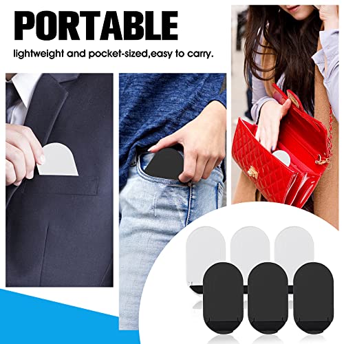 TIESOME 6 Pcs Foldable Phone Holder, Universal Oval Shaped Adjustable Mobile Phone Holder Portable Multi-Angle Desktop Holder Compatible with Tablets Smartphones (3 Black,3 White)