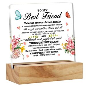 best friend gift friendship desk decor friends are our chosen family acrylic desk plaque sign with wood stand home office table desk sign keepsake