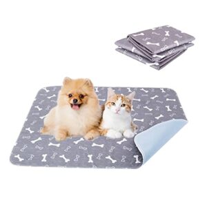 yohaoupty washable puppy dog pee pad, 2 pack waterproof puppy pads non-slip pet training pads fast drying reusable whelping training mat for dog bed mat dog playpen car travel - grey, 16” x 24”