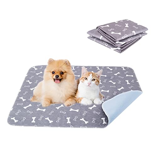 Yohaoupty Washable Puppy Dog Pee Pad, 2 Pack Waterproof Puppy Pads Non-Slip Pet Training Pads Fast Drying Reusable Whelping Training Mat for Dog Bed Mat Dog Playpen Car Travel - Grey, 16” x 24”