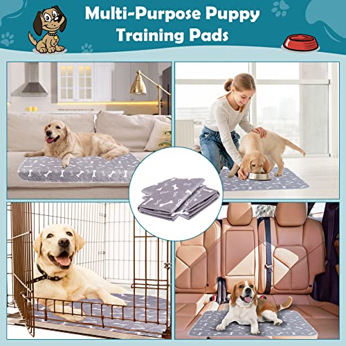 Yohaoupty Washable Puppy Dog Pee Pad, 2 Pack Waterproof Puppy Pads Non-Slip Pet Training Pads Fast Drying Reusable Whelping Training Mat for Dog Bed Mat Dog Playpen Car Travel - Grey, 16” x 24”