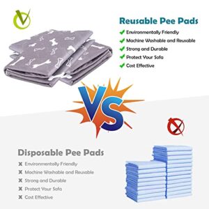 Yohaoupty Washable Puppy Dog Pee Pad, 2 Pack Waterproof Puppy Pads Non-Slip Pet Training Pads Fast Drying Reusable Whelping Training Mat for Dog Bed Mat Dog Playpen Car Travel - Grey, 16” x 24”