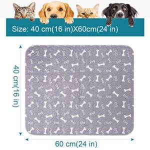 Yohaoupty Washable Puppy Dog Pee Pad, 2 Pack Waterproof Puppy Pads Non-Slip Pet Training Pads Fast Drying Reusable Whelping Training Mat for Dog Bed Mat Dog Playpen Car Travel - Grey, 16” x 24”