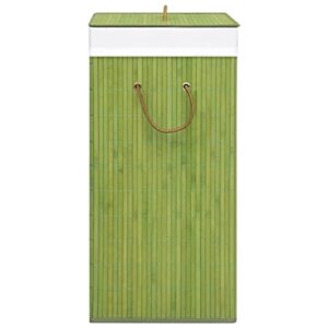 Tidyard Bamboo Laundry Basket with Lid and Handle Woven Fabric Clothes Hamper Blanket Storage Basket Green for Laundry Room, Dorm, Bathroom, Living Room, Bedroom Organization