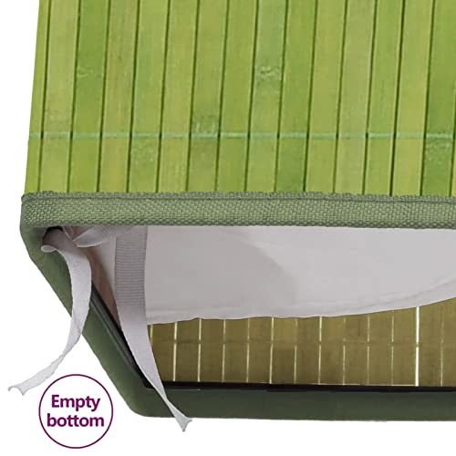 Tidyard Bamboo Laundry Basket with Lid and Handle Woven Fabric Clothes Hamper Blanket Storage Basket Green for Laundry Room, Dorm, Bathroom, Living Room, Bedroom Organization