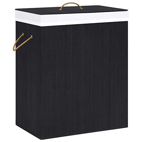 Tidyard Bamboo Laundry Basket with Lid and Handle 21.9 gal Clothes Hamper Blanket Storage Basket Black for Laundry Room, Dorm, Bathroom, Living Room, Bedroom Organization