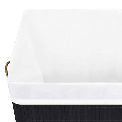 Tidyard Bamboo Laundry Basket with Lid and Handle 21.9 gal Clothes Hamper Blanket Storage Basket Black for Laundry Room, Dorm, Bathroom, Living Room, Bedroom Organization