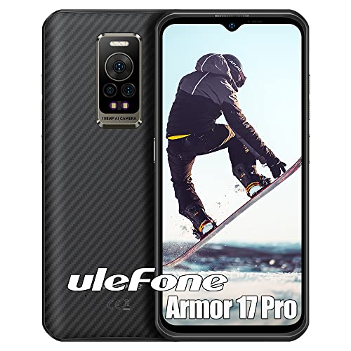 Ulefone Armor 17 Pro 2023 Rugged Smartphone Unlocked, MTK G99 13GB+256GB Android 12 Cell Phone, 108MP AI Camera, 6.58" FHD+, 5180mAh Wireless Charge, Dual SIM 4G Rugged Phone, NFC GPS OTG FM Black