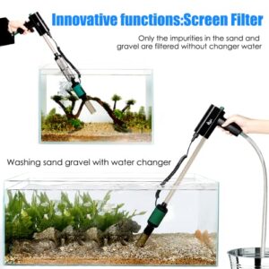 AQQA Aquarium Rechargeable Gravel Cleaner,Energy Saving Fish Tank Siphon Vacuum Cleaner,Adjustable Flow Rate,Portable Automatic Water Changer,Remove Dirt Wash Sand Water Circulation Filter 6W 210GPH