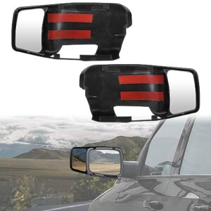 Clip On Mirror Extension for Ram 1500, KEWISAUTO Snap & Zap Towing Side Mirror Extensions Towing Clip on Exterior Rearview Mirror Extend Cover for 2009-2017 Dodge Ram 1500 2500 3500 Accessories