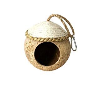 Warm Winter Parrot Toy, Coconut Woven Straw Bird Sleeping Bag, Natural Natural Cage Hut for Cockatiel,Parakeet,Budgies,Lovebird, Parrot Toy Tent House