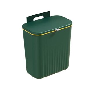 kitchen trash can with lid - trash can 9l large capacity wide opening plastic wall-mounted cabinet sliding rubbish bin household products - green a