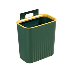 Kitchen Trash Can with Lid - Trash Can 9L Large Capacity Wide Opening Plastic Wall-Mounted Cabinet Sliding Rubbish Bin Household Products - Green A