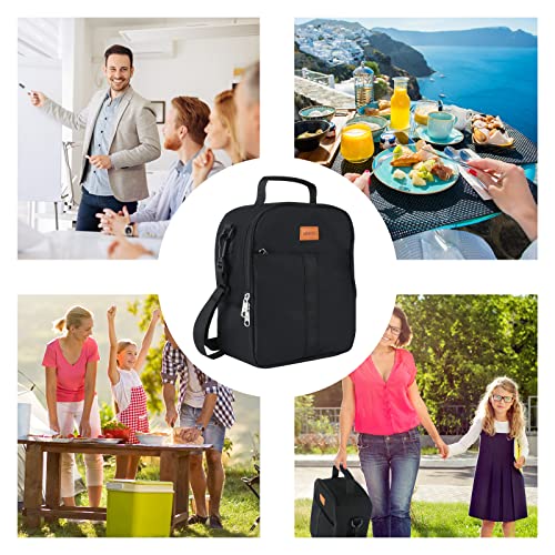 Lunch Box for Men Women Adult, Insulated Leakproof Small Lunch Bag, Reusable Portable Lunchbox for Office Work Picnic, Black