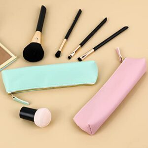 Vin Beauty 2 Pcs Leather Pencil Pouch, Slim Design Small Pencil Pouch Pencil Bag Zipper Pencil Case Bag Stationery Pouch Bag for Pens, Pencils, Markers