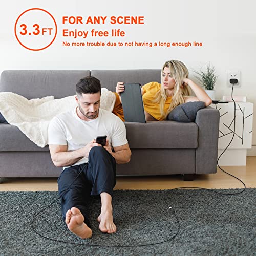 for iPhone Charger Extension Cord,[Apple MFi Certified] Nylon Braided Lightning Extender Dock Cable Male to Female Adapter 3.3FT for iPhone 14 Pro 13 Pro 12 11 X XR 8 7 6 Pass Video,Data,Audio