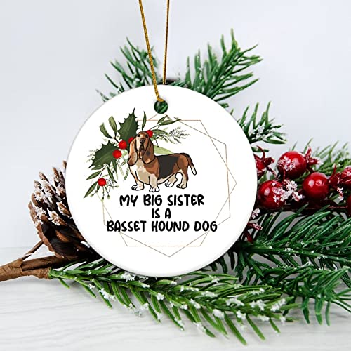 Memorial Pendant Christmas Ornaments Basset Hound Pet Dog Welcome to Dog's House Christmas Keepsake Pendant Decorations Ornament Gifts Hanging Ornament for Christmas Tree 3 Inch.