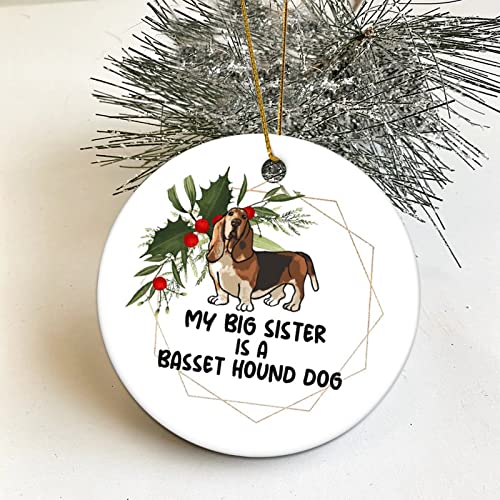 Memorial Pendant Christmas Ornaments Basset Hound Pet Dog Welcome to Dog's House Christmas Keepsake Pendant Decorations Ornament Gifts Hanging Ornament for Christmas Tree 3 Inch.