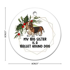 Memorial Pendant Christmas Ornaments Basset Hound Pet Dog Welcome to Dog's House Christmas Keepsake Pendant Decorations Ornament Gifts Hanging Ornament for Christmas Tree 3 Inch.