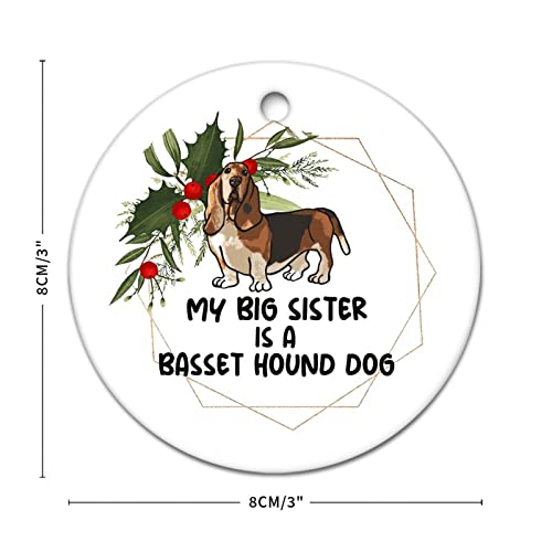 Memorial Pendant Christmas Ornaments Basset Hound Pet Dog Welcome to Dog's House Christmas Keepsake Pendant Decorations Ornament Gifts Hanging Ornament for Christmas Tree 3 Inch.