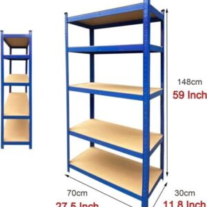 5-Tier Meta Garage Shelving,Heavy Duty Storage Shelves for Garage Storage,875kg Capacity Adjustable Metal Shelves for Storage Shelving, Heavy Duty Shelving, Industrial Storage Racks,148x70x30cm