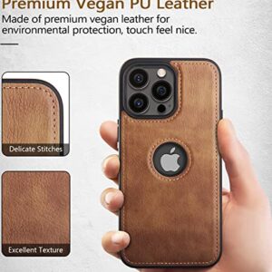 WTCASE for iPhone 14 Pro Leather Case, Thin Flexible Soft Grip Luxury Vgean PU Leather Cover for Men, Durable Anti-Scratch Full Phone Cases Compatible with iPhone 14 Pro (2022) 6.1" (Brown)