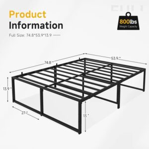 Amyove Platform Bed Frame Full Size, Metal Bed Frame 13" with 3 in 1 Steel Support, Heavy Duty Metal Platform Bed Frame No Box Spring Needed Mattress Foundation Easy to Assemble, Black (A-PBF-FULL3)