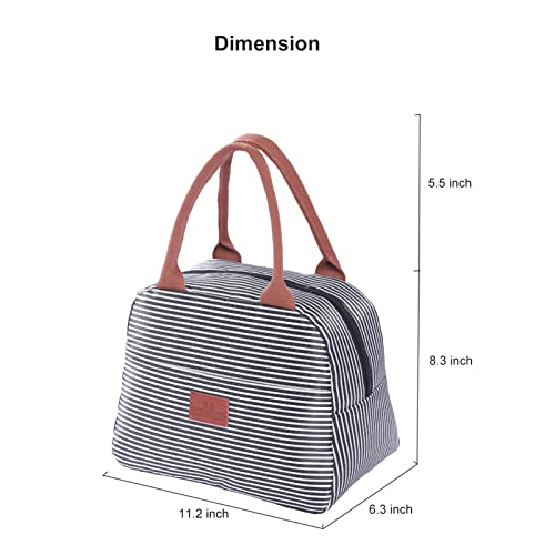 Eneteck Insulated Lunch Bag for Women, Reusable Lunch box for Adults, Insulated lunchbox Men Women, Lunch Tote Bags for Work, Picnic, Camping or Travel(Strip)