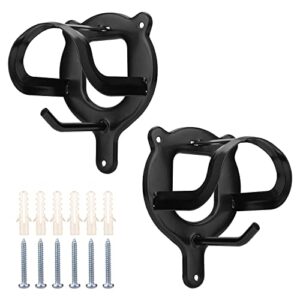 2pcs horse bridle hooks, bridle holder metal bridle bracket horse bridle rack wall mount with tubes and screw for tack room, barn, stall (black)