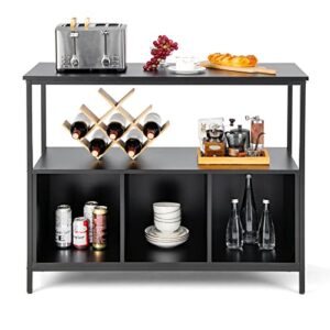 loko buffet cabinet with open shelves, freestanding kitchen cabinet with 3-cube compartments, coffee bar credenza sideboard cabinet, 43.5 x 17 x 35 inches (black)