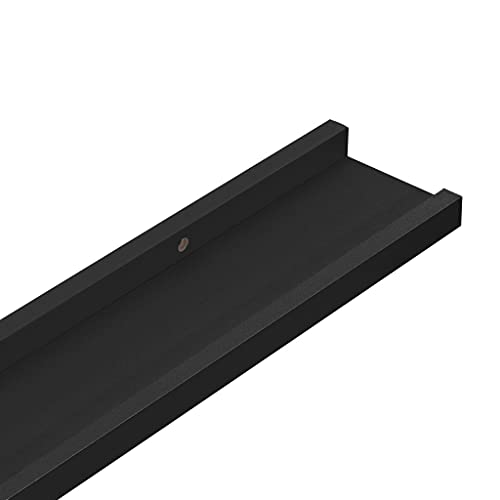 homiuse 2 Pack Floating Shelves 23.6" Wall Shelves for Bathroom Shelf Decor Floating Shelf Bracket Wall Mounted Shelves for Bedroom Picture Frame Ledge Shelves for Wall Storage Small Shelf Black MDF