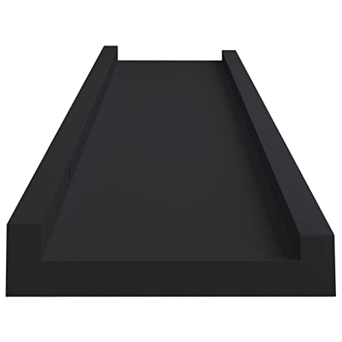 homiuse 2 Pack Floating Shelves 23.6" Wall Shelves for Bathroom Shelf Decor Floating Shelf Bracket Wall Mounted Shelves for Bedroom Picture Frame Ledge Shelves for Wall Storage Small Shelf Black MDF