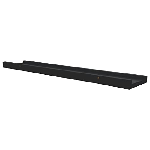 homiuse 2 Pack Floating Shelves 23.6" Wall Shelves for Bathroom Shelf Decor Floating Shelf Bracket Wall Mounted Shelves for Bedroom Picture Frame Ledge Shelves for Wall Storage Small Shelf Black MDF