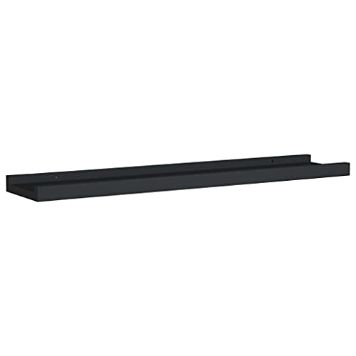 homiuse 2 Pack Floating Shelves 23.6" Wall Shelves for Bathroom Shelf Decor Floating Shelf Bracket Wall Mounted Shelves for Bedroom Picture Frame Ledge Shelves for Wall Storage Small Shelf Black MDF