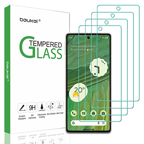 beukei (4 Pack) Compatible for Google Pixel 7 Screen Protector Tempered Glass, (6.3 inch) Touch Sensitive,Case Friendly, 9H Hardness