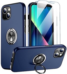 temdan for iphone 13 mini case, with 360°rotatable magnetic ring holder kickstand slim fit 13ft military grade heavy duty shockproof phone case for iphone 13 mini 5g 5.4" blue