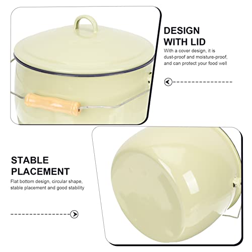 Zerodeko Enamel Kitchen Canister Food Storage Container Enamel Rice Bowl Flour and Sugar Containers Food Storage Containers for Dry Food Sugar Coffee Tea Light Green