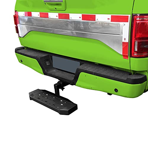 BuiltEfy Hitch Step Universal Fit 2" Hitch Receivers Heavy Duty Steel Rear Bumper Drop Steps with 6" Drop for Pickup Trucks Vans Fine Texture Black