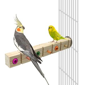 Parrot Bird Wood Perch Platform Corner Stand Shelf for Birds Budgie Parakeet Cockatiel Conure Cockatoo Macaw（F）