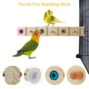 Parrot Bird Wood Perch Platform Corner Stand Shelf for Birds Budgie Parakeet Cockatiel Conure Cockatoo Macaw（F）