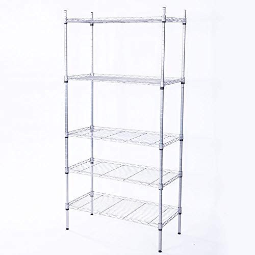 Karl home 5-Tier Adjustable Wire Unit Shelves, Height Metal Storage Rack for Kitchen/Bathroom/Garage, Stainless & Sturdy Frame,551lbs Capacity, 29”L x 13.4”W x 59”H