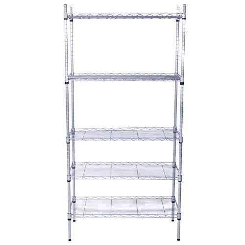 Karl home 5-Tier Adjustable Wire Unit Shelves, Height Metal Storage Rack for Kitchen/Bathroom/Garage, Stainless & Sturdy Frame,551lbs Capacity, 29”L x 13.4”W x 59”H